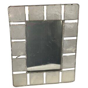 Stained Glass Frame W/ look of Mother Of Pearl & Metal Trim -Rectangular Design